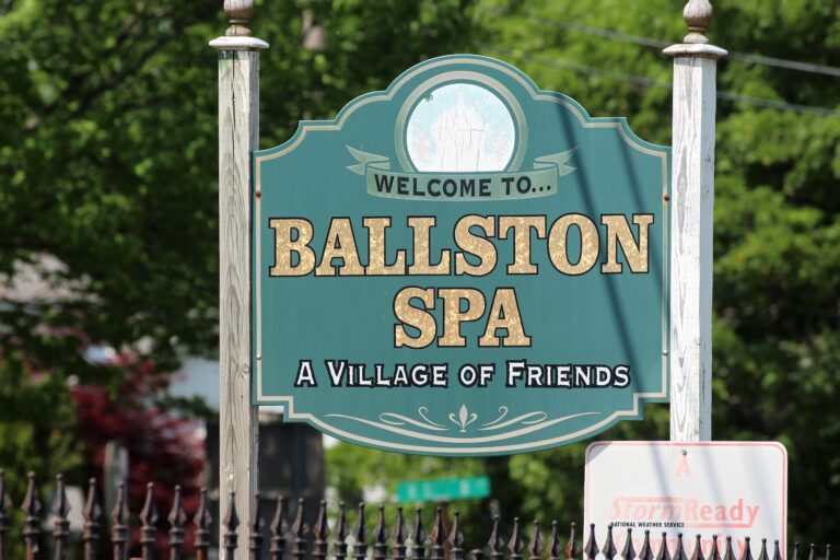 Village of Ballston Spa welcome sign in Ballston Spa, New York