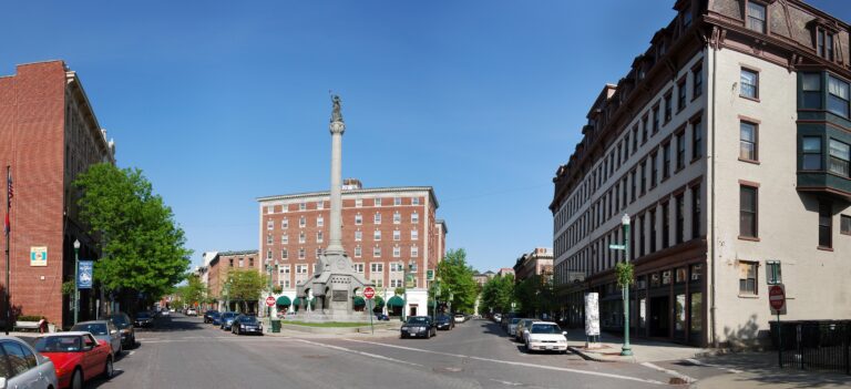 Monument Square and the Soldiers and Sailors Monument in Troy, Rensselaer County, New York