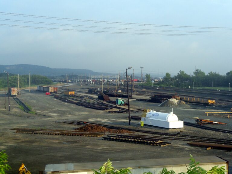Rail tracks and materials yard at Selkirk Yard in Selkirk, New York