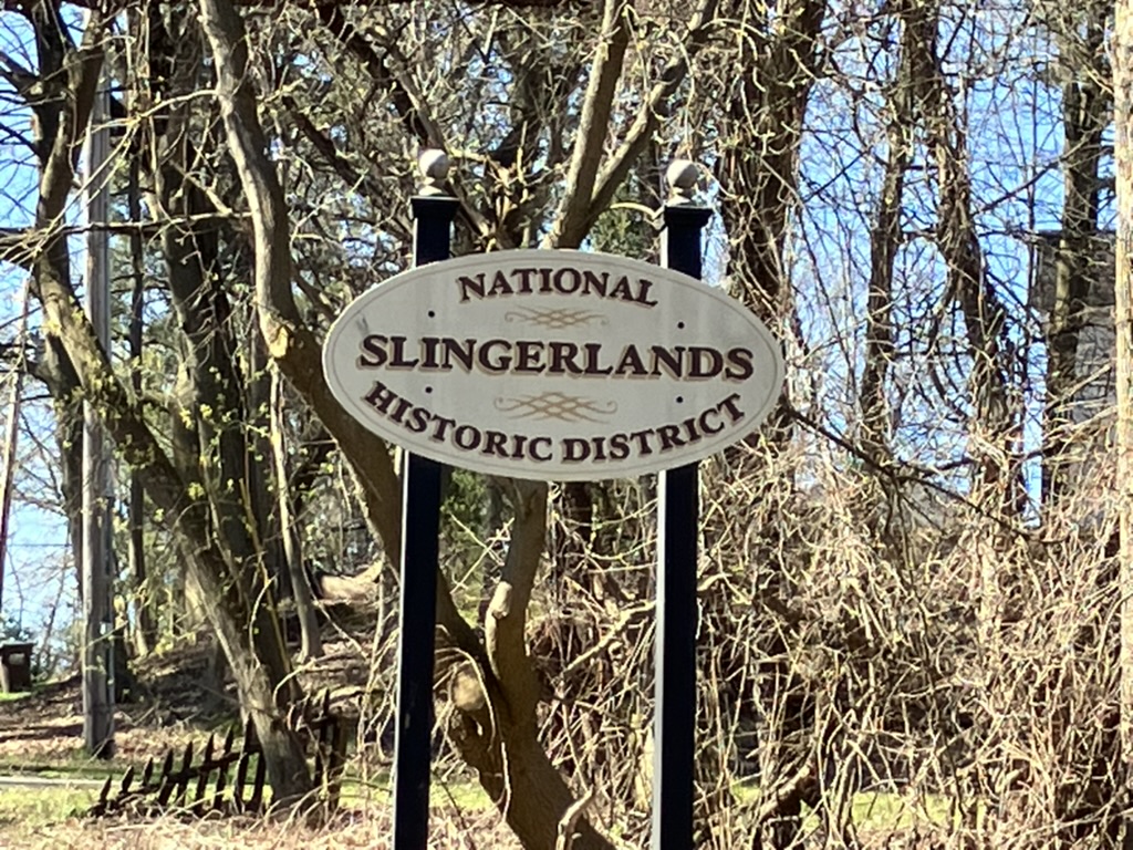 Slingerlands National Historic District sign in Slingerlands, New York